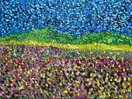 AARON NGOW - A Sea of Blooms in Front of the Mountain, 2024